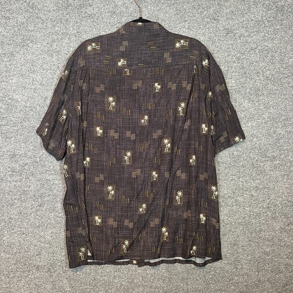 Pronto Uomo Shirt Mens XL Black Hawaiian Palm Tree Short Sleeve Button Down - Picture 9 of 10